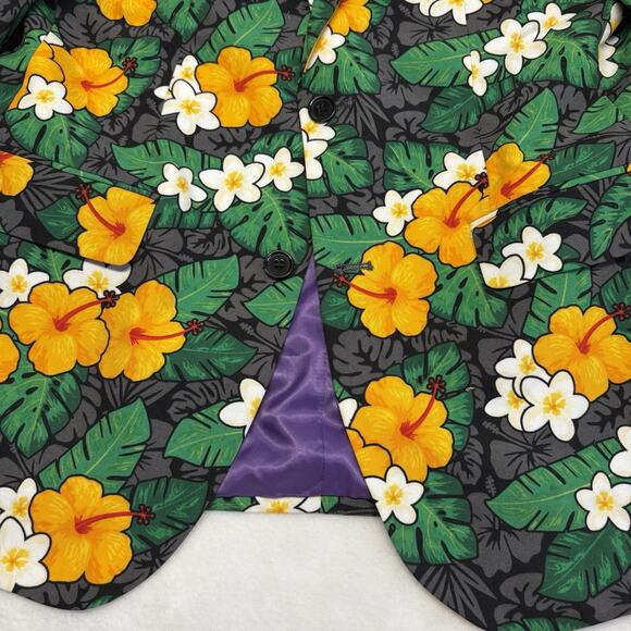 OppoSuits Tropical Treasure 2 Pc. Black Floral Suit Men’s Size 38 - Picture 8 of 16